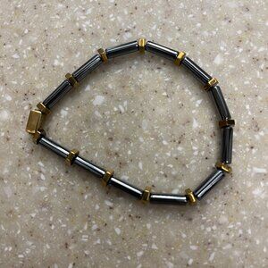 Seekers Pipe Beads Gold Vermeil and Hematite Bracelet Large